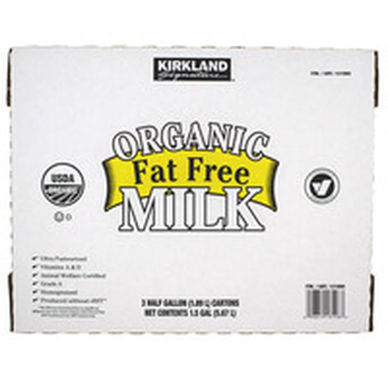 Kirkland Signature Organic Fat Free Milk, 3 x 64 oz
