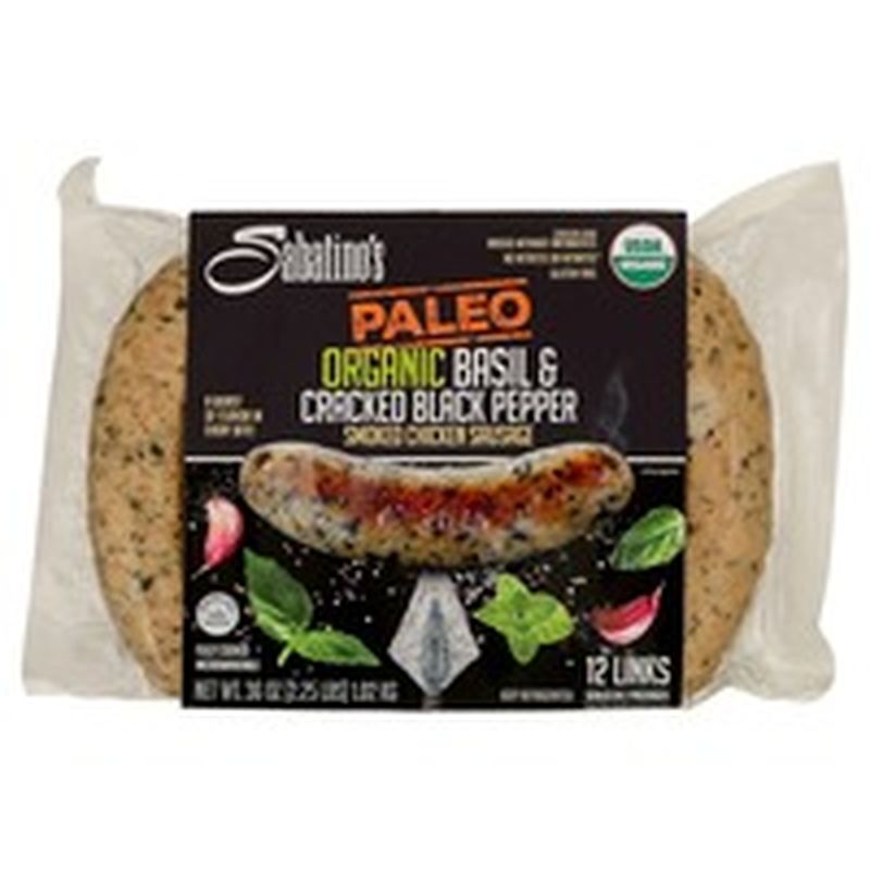 Sabatino Paleo Organic Basil & Cracked Black Pepper Chicken Sausages