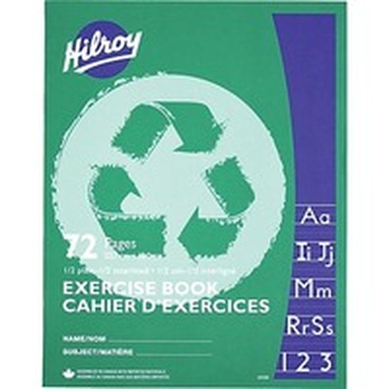 Hilroy 9-1/8" x 7-1/8" 1/2 Interlined 1/2 Plain 72 Pages Exercise Book