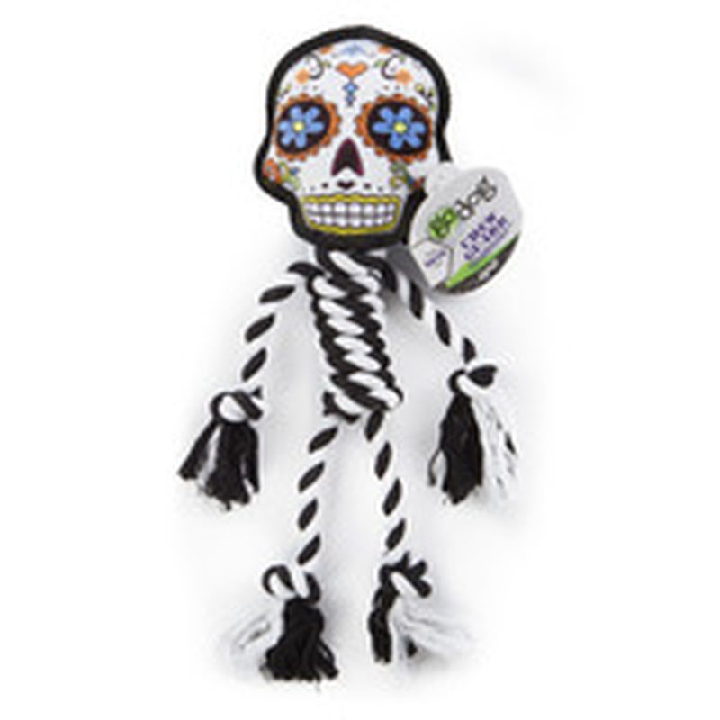 goDog Large White Sugar Skulls Chew Guard Technology Rope Dog Toy