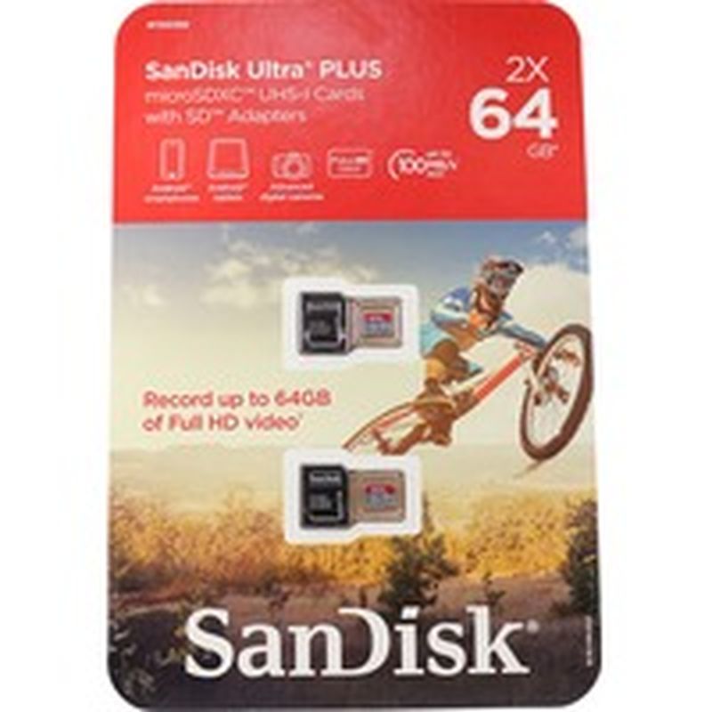 Sandisk Ultra Plus 64gb Micro Sd Card With Microsd Adapter 2 Ct Instacart