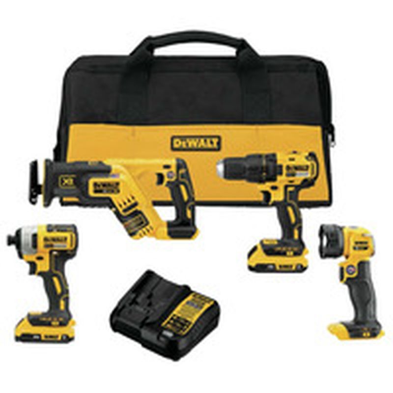 Dewalt 4 Tool Volt Max Brushless Power Tool Combo Kit With Soft Case 2 Batteries Charger Included Each Instacart