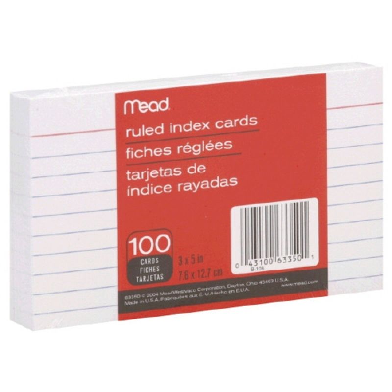 Mead Ruled Index Cards, 3 x 5 Inch Wegmans