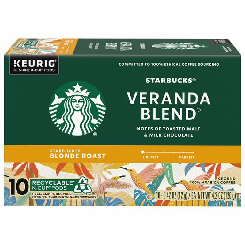 Starbucks Coffee 100 Arabica Ground Blonde Roast Veranda Blend K Cup Pods Wegmans