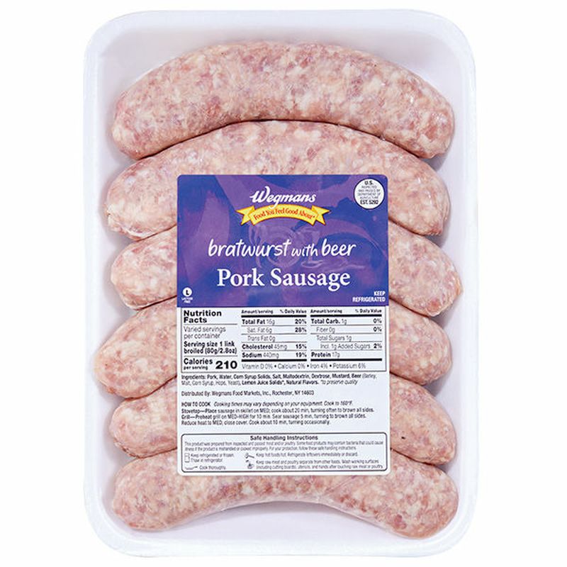 Wegmans Bratwurst with Beer Pork Sausage Links Wegmans