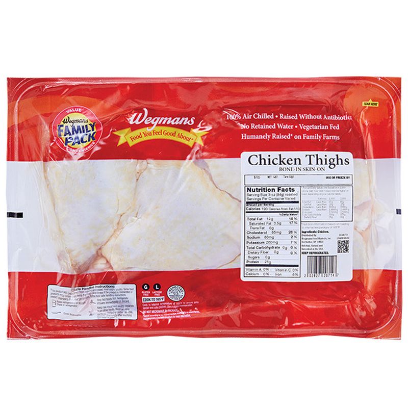 Wegmans BoneIn, SkinOn, Chicken Thighs, Raised without Antibiotics