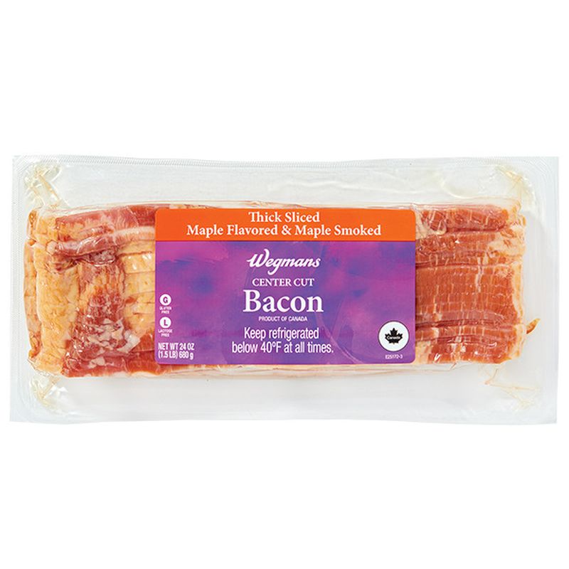 Wegmans Center Cut Bacon, Thick Sliced Maple Flavored & Maple Smoked