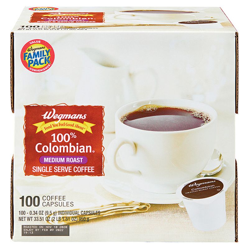Wegmans 100 Colombian Coffee Capsules, FAMILY PACK Wegmans