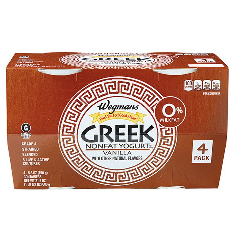 Wegmans Greek Vanilla Nonfat Yogurt, 4 PACK Wegmans