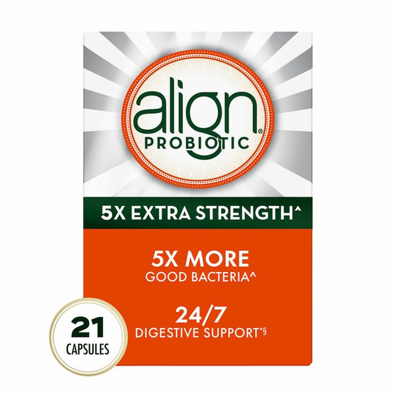 Member's Mark 5x Probiotic Digestive Care Supplement - 2/42ct. Bottles Align Digestive Support Probiotic Extra Strength, 5X More Good Bacteria