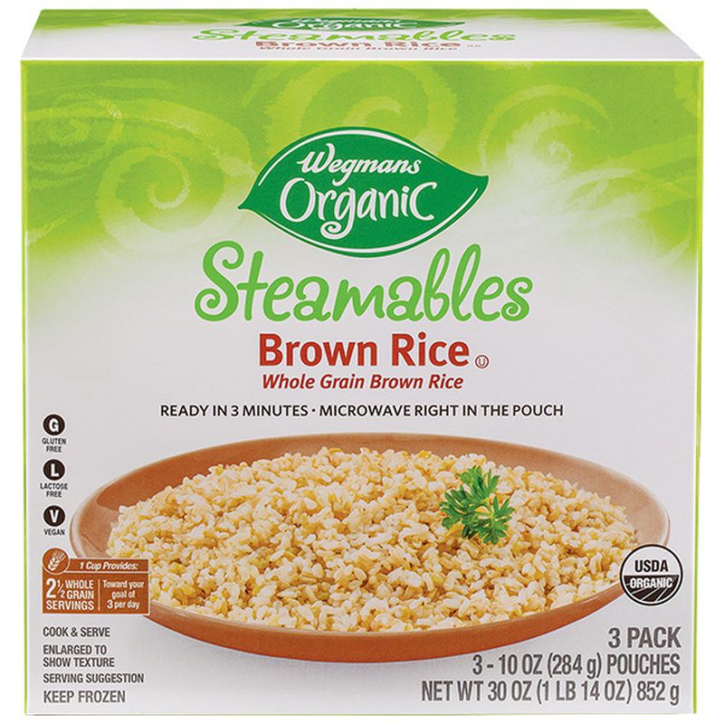 Wegmans Organic Frozen Steamables Brown Rice, 3 Pack Wegmans