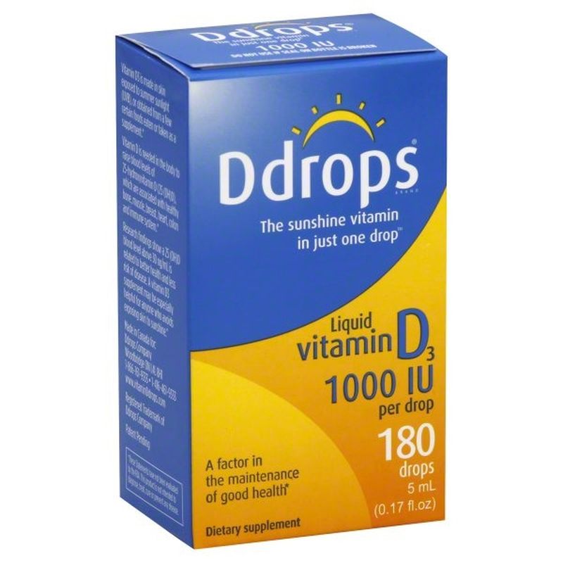 Ddrops Vitamin D3, 1,000 IU, Liquid, Drops | Wegmans