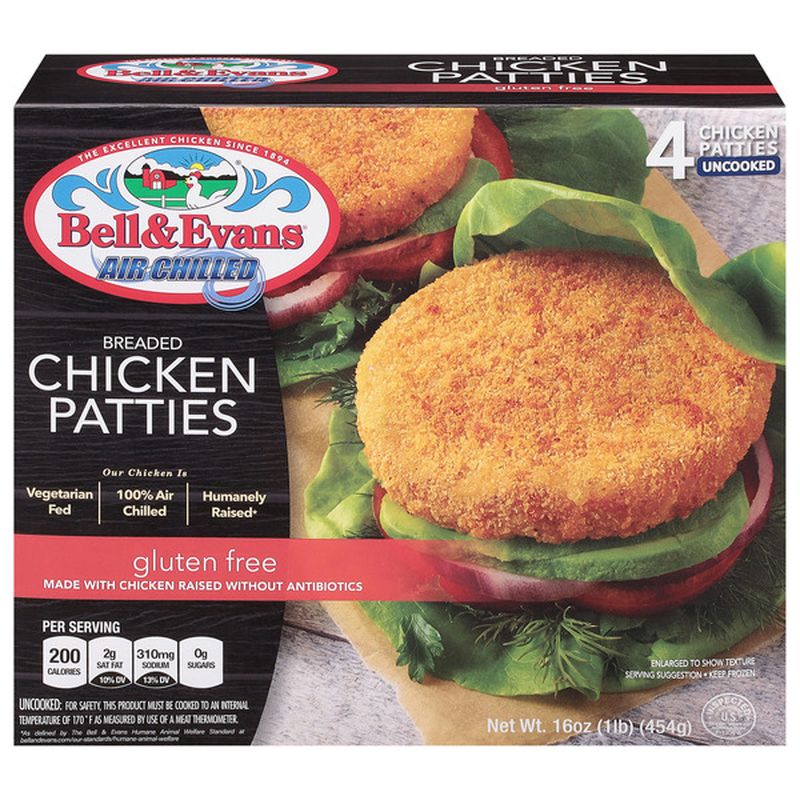 Bell & Evans Air Chilled Chicken Patties, Gluten Free, Breaded Wegmans