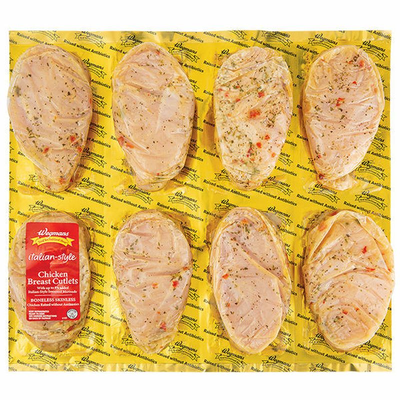 Wegmans ItalianStyle Boneless Skinless Chicken Breast Cutlets, Raised without Antibiotics