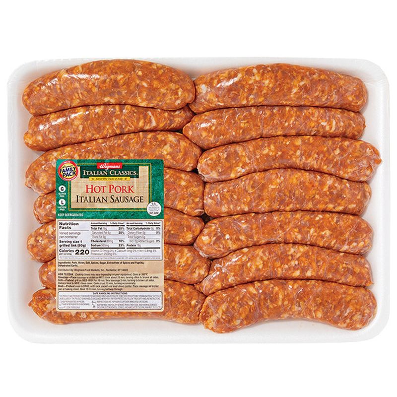 Wegmans Italian Classics Hot Pork Italian Sausage, FAMILY PACK Wegmans