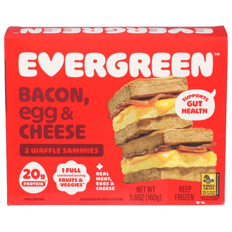 Evergreen Frozen Waffles Bacon, Egg & Cheese Waffle Sandwiches 2 Pack, Shop Online, Shopping List, Digital Coupons
