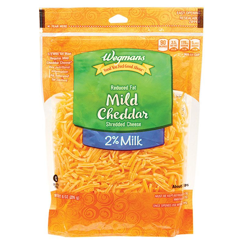 Wegmans Reduced Fat Fancy Shredded 2 Milk Mild Cheddar Shredded Cheese