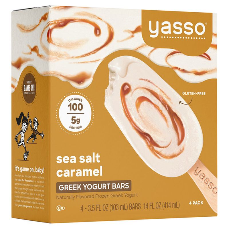Yasso Frozen Greek Yogurt, Sea Salt Caramel Bars, 4 pack Wegmans