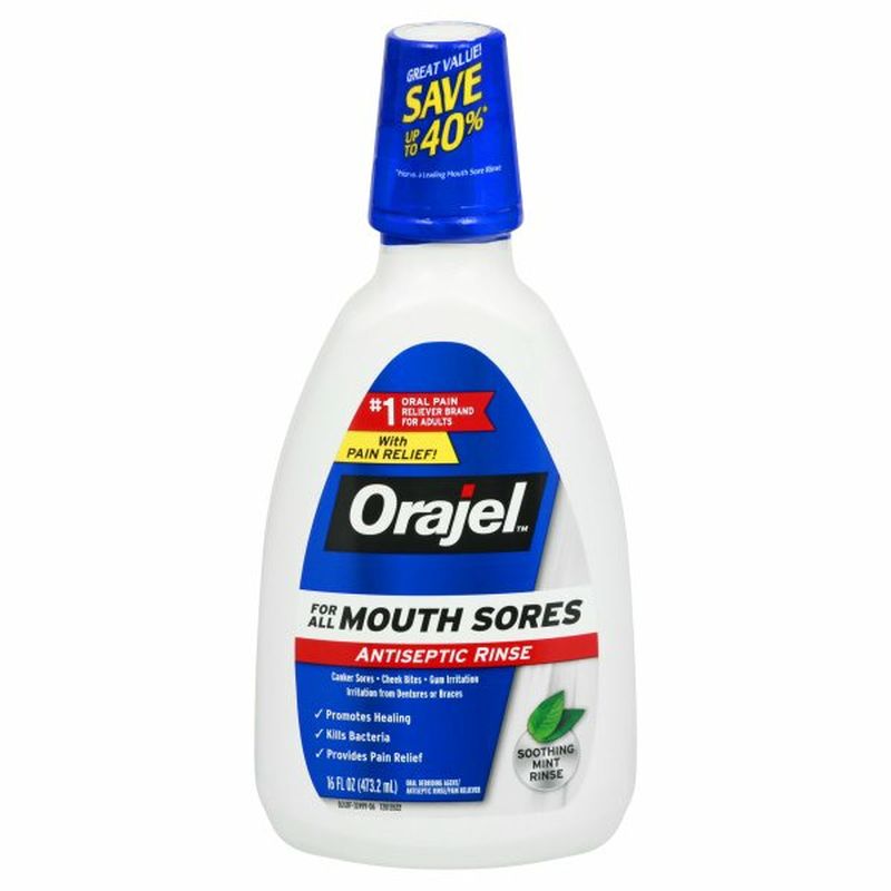 Orajel Antiseptic Rinse, Mouth Sores, Soothing Mint Rinse Wegmans