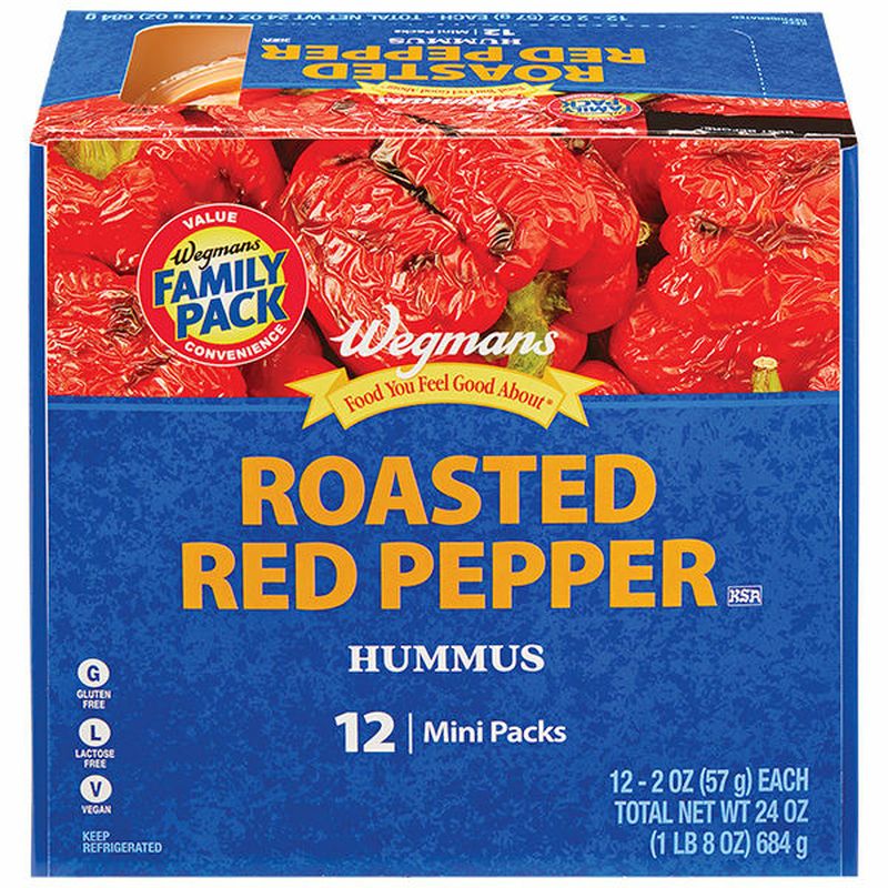 Wegmans Roasted Red Pepper Mini Hummus, 12 Pack, FAMILY PACK Wegmans