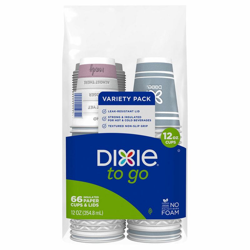 Dixie To Go Paper Cups & Lids, Insulated, 12 Ounce, Variety Pack Wegmans