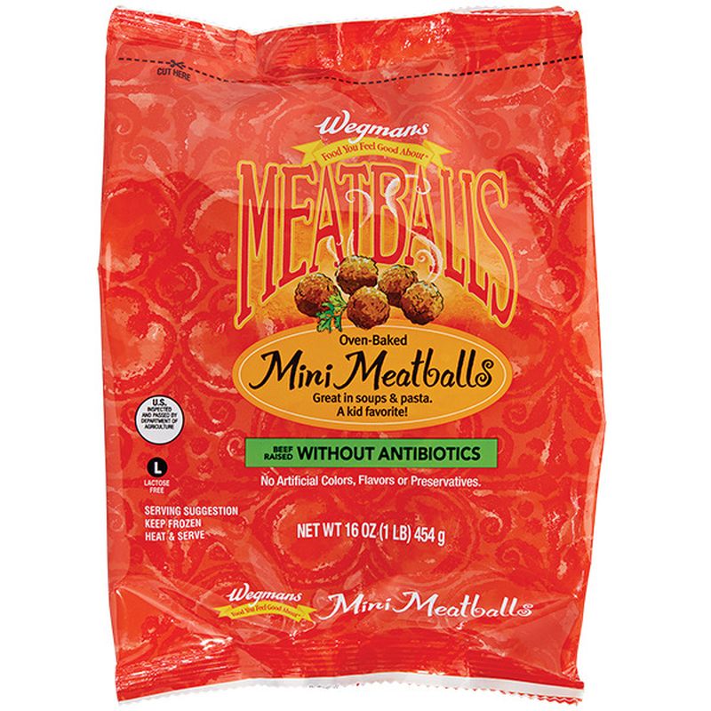 Wegmans Frozen Oven Baked MiniMeatballs, Beef Raised Without