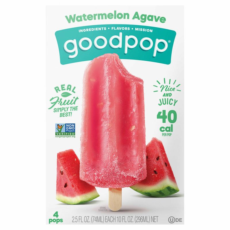 GoodPop Watermelon Agave Frozen Fruit Bars, 4 Ct Wegmans