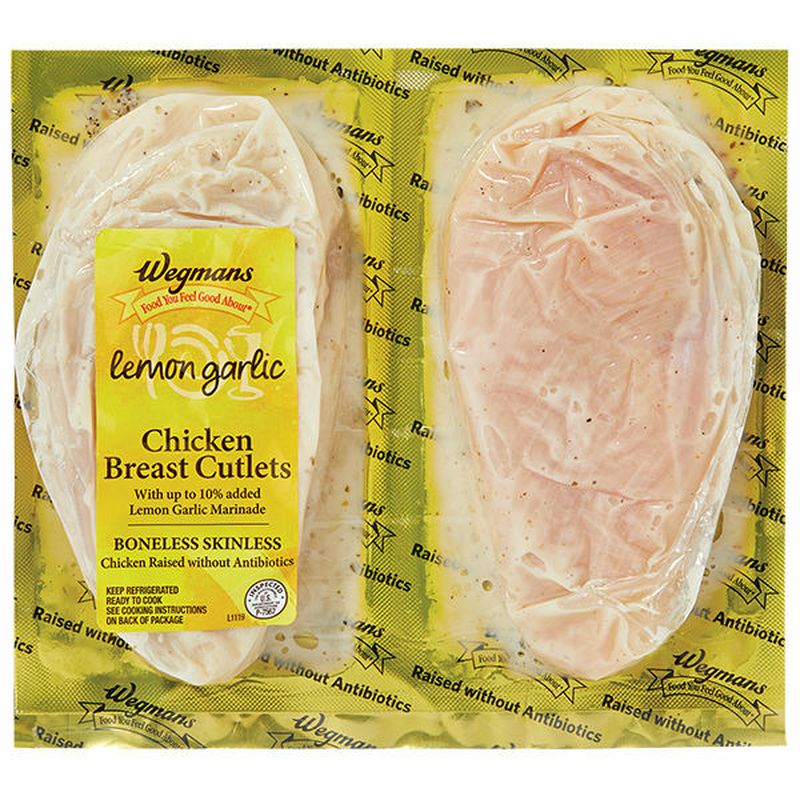 Wegmans Lemon Garlic Chicken Breast Cutlets, Raised without Antibiotics Wegmans