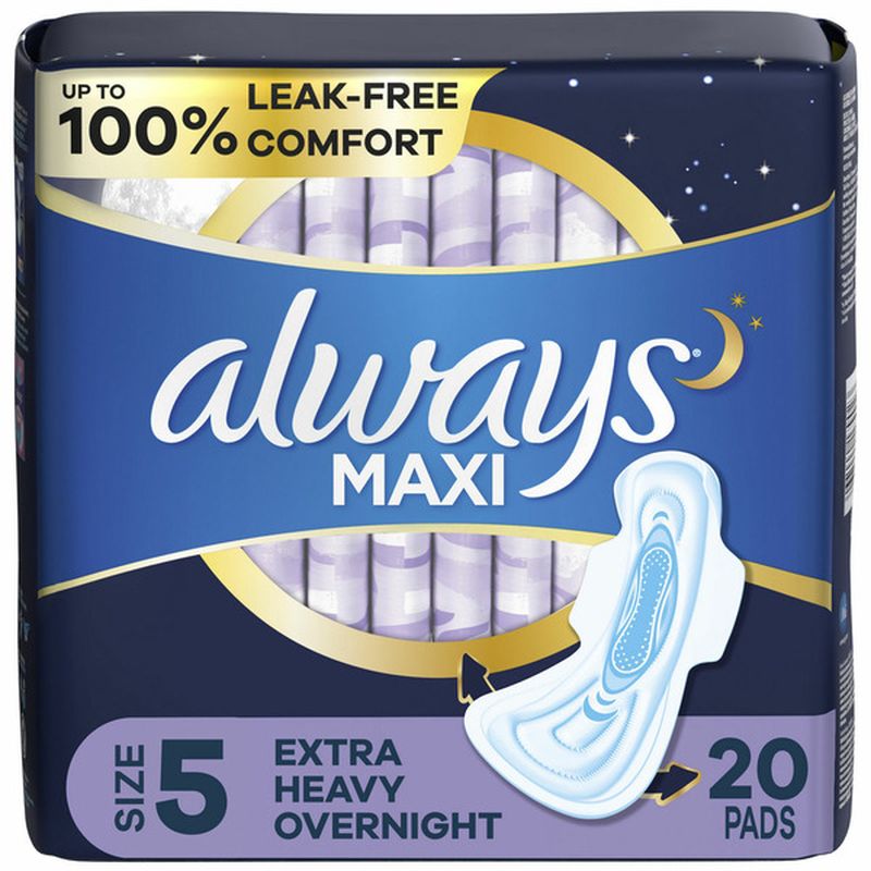 Always Maxi Overnight Pads with Wings, Size 5 Wegmans