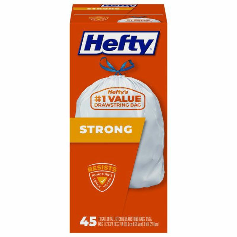 Hefty Tall Kitchen Bags, Drawstrings, Strong, 13 Gallon Wegmans