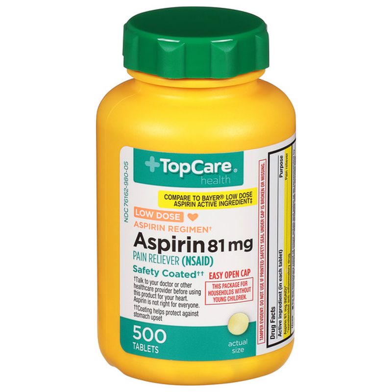 TopCare Health Aspirin, Low Dose, 81 mg, Tablets Wegmans