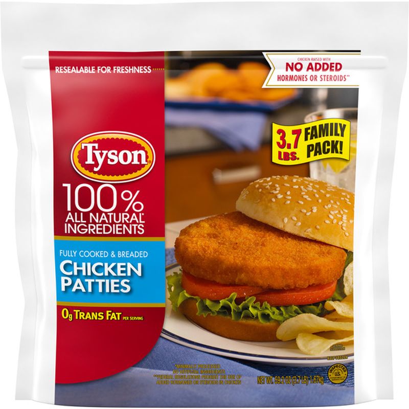 Tyson All Natural* Chicken Patties, Family Pack, 3.7 lb. (Frozen) Wegmans