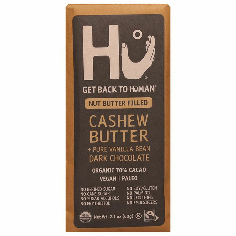 Hu Dark Chocolate, Organic, Cashew Butter + Pure Vanilla Bean, 70