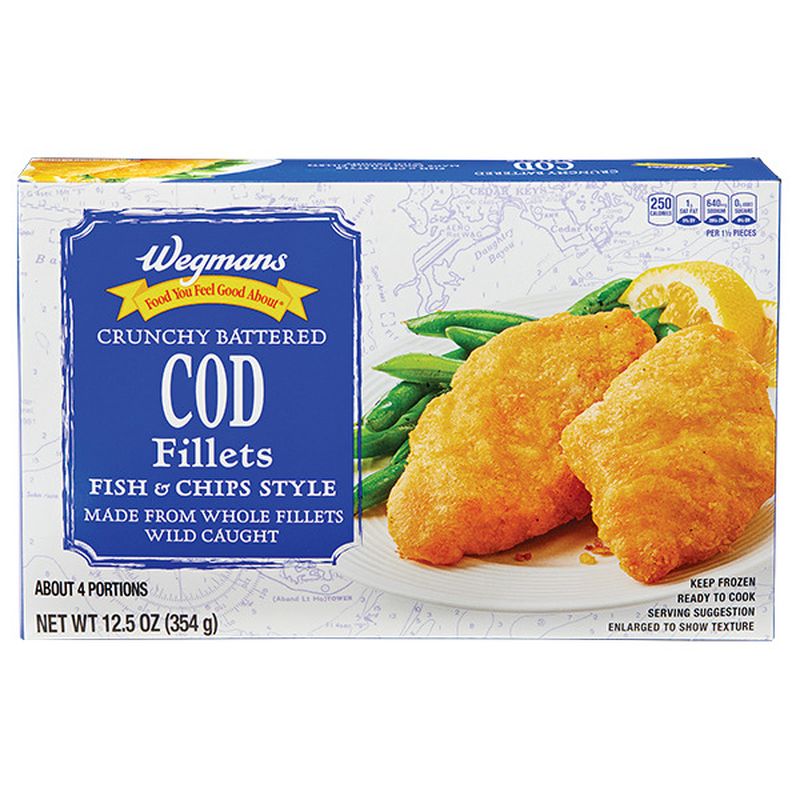 Wegmans Frozen Crunchy Battered Fish & Chips Style Cod Fillets Wegmans