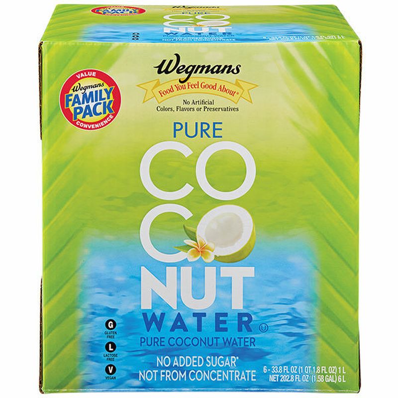 Wegmans Pure Coconut Water, 6 Pack, FAMILY PACK Wegmans