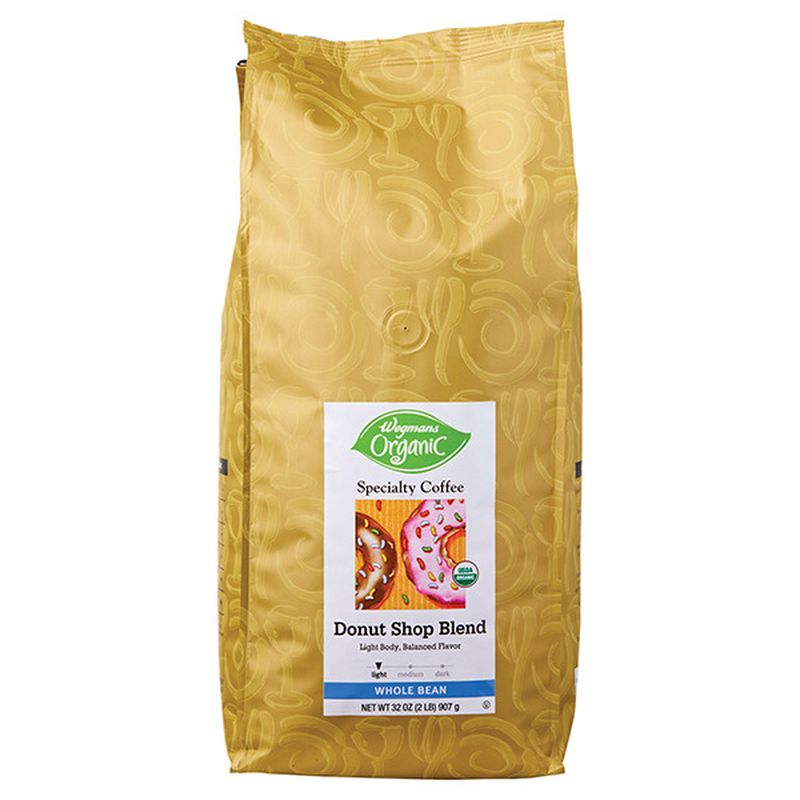Wegmans Organic Coffee, Specialty, Whole Bean, Donut Shop Blend Wegmans