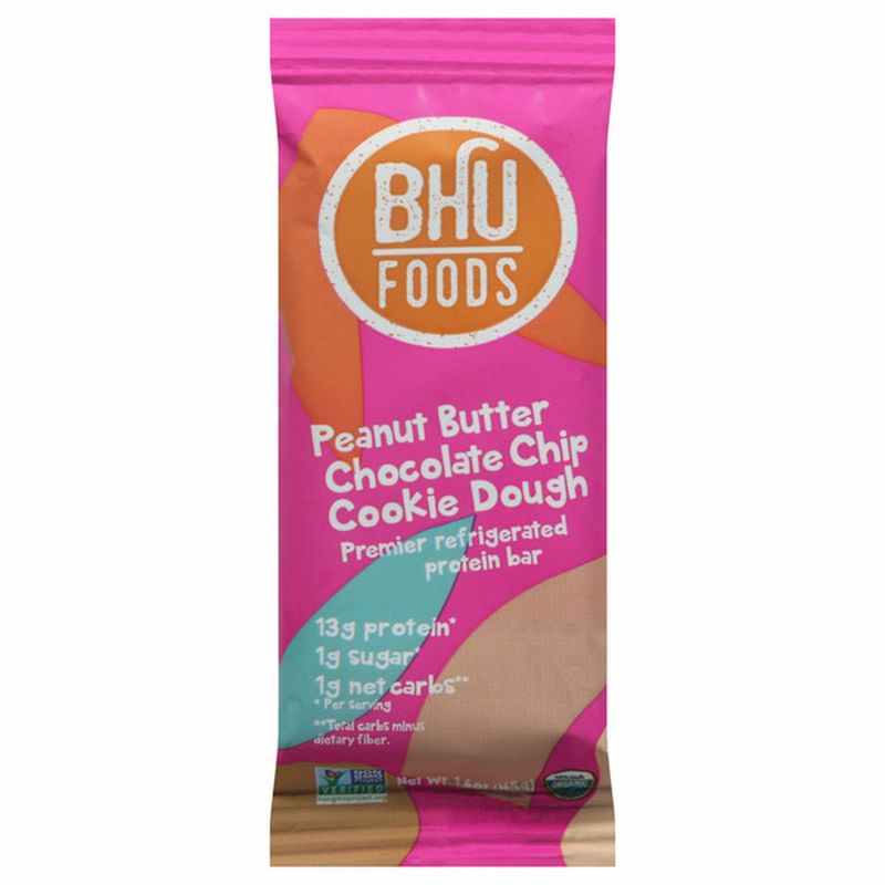 Bhu Foods Protein Bar, Peanut Butter Chocolate Chip Cookie Dough Wegmans