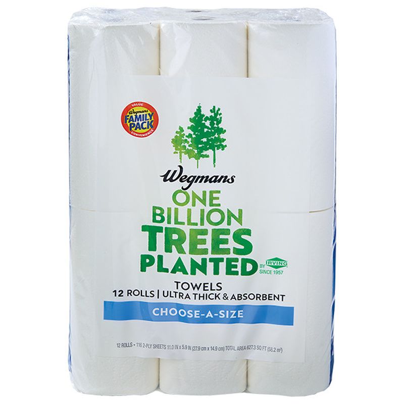 Wegmans Paper Towels, ChooseASize, FAMILY PACK, 12 Rolls Wegmans