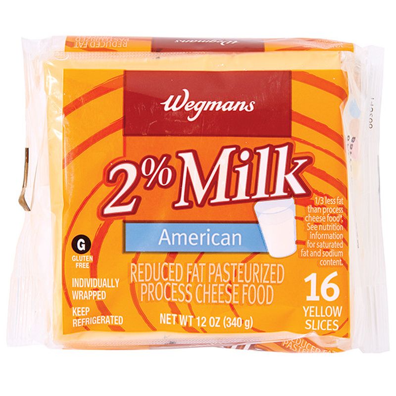 Wegmans Cheese, 2 Milk, American, Yellow, 16 Slices Wegmans