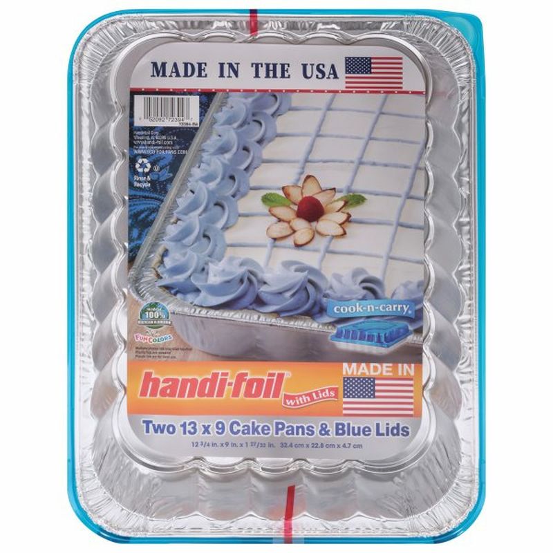 Handi foil Cake Pans Blue Lids 13 x 9 Wegmans