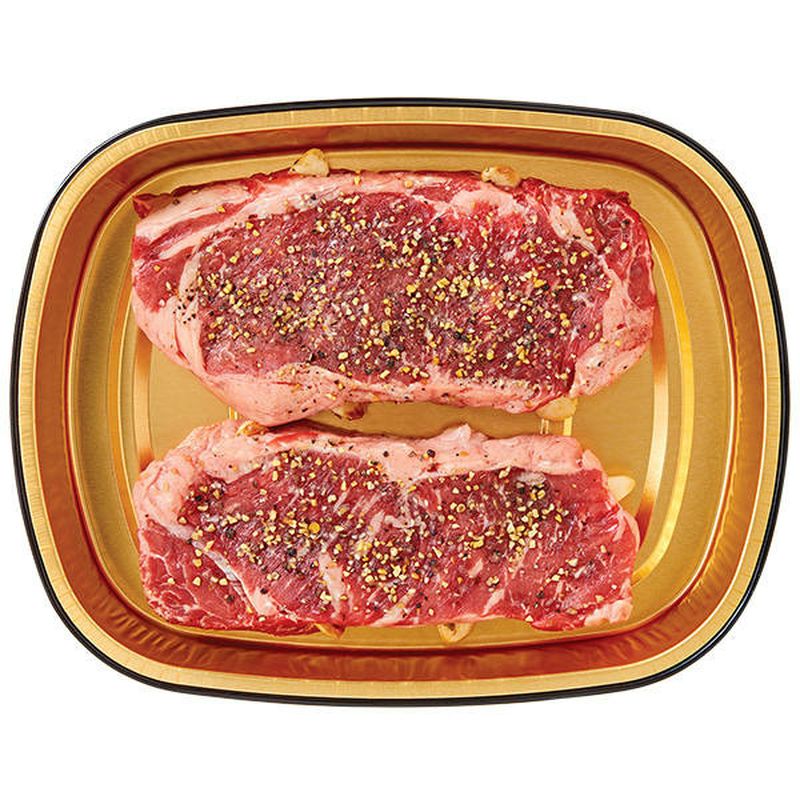 Wegmans Gold Pan Garlic Studded Beef Strip Steak, 2 Pack, Ready to Cook