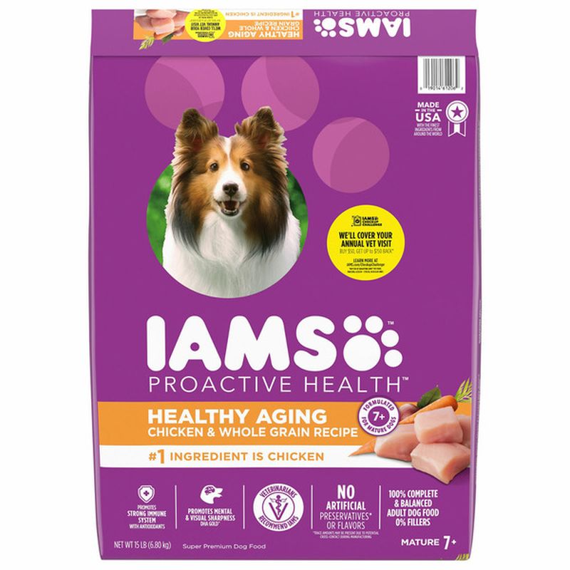 IAMS Proactive Health Dog Food Super Premium Chicken Whole Grain Recipe Healthy Aging Mature 7 Wegmans