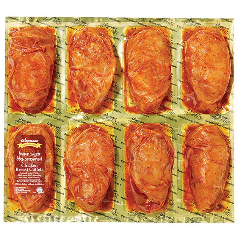 Wegmans Brown Sugar BBQ Seasoned Chicken Breast Cutlets, Raised without