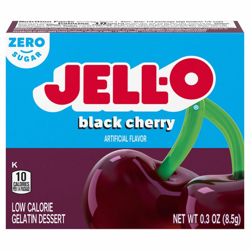 JellO Gelatin Dessert, Low Calorie, Zero Sugar, Black Cherry Wegmans