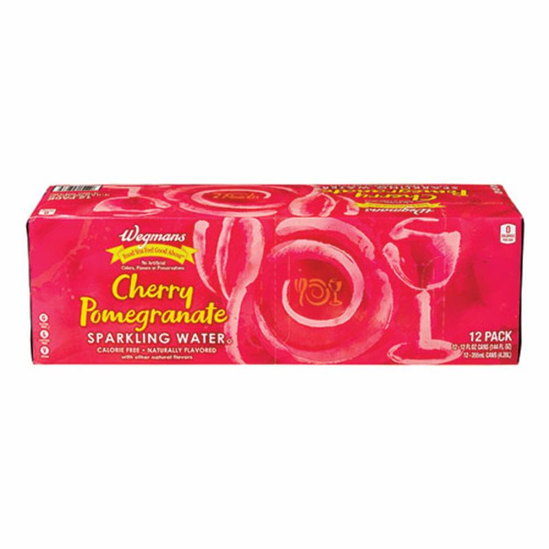 Wegmans Sparkling Water Cherry Pomegranate Sparkling Water 12 Pack Cans
