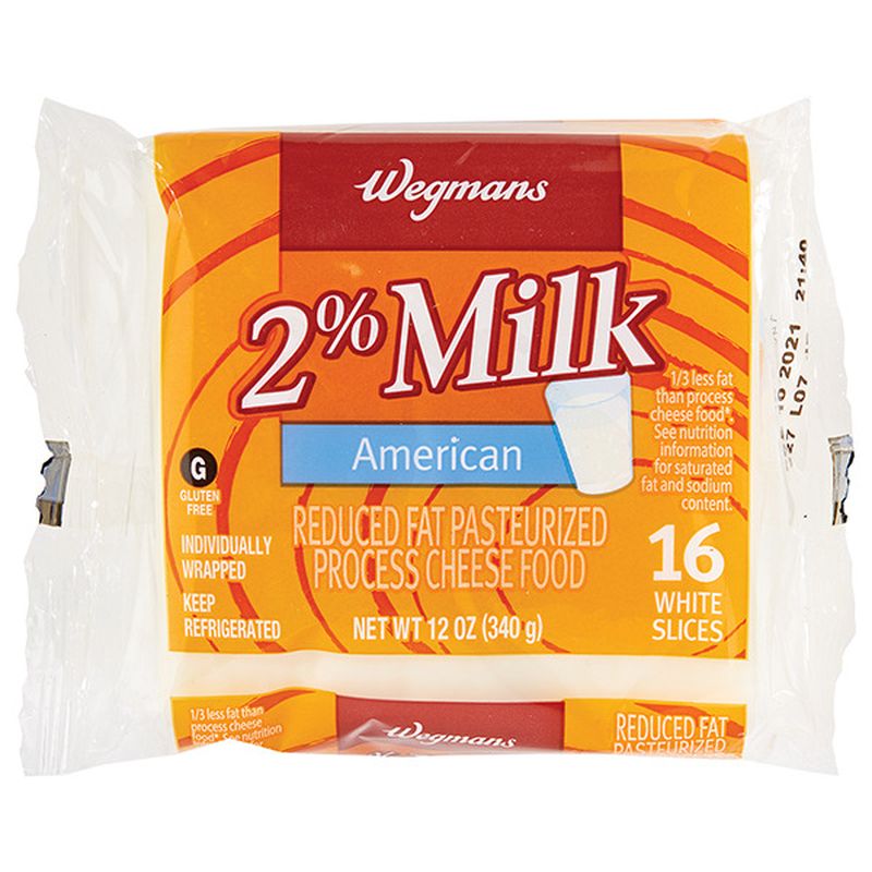 Wegmans Cheese, 2 Milk, American, White, 16 Slices Wegmans