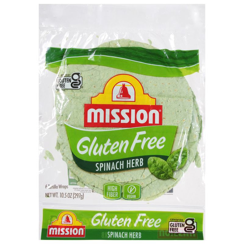 Mission Tortilla Wraps, Gluten Free, Spinach Herb Wegmans