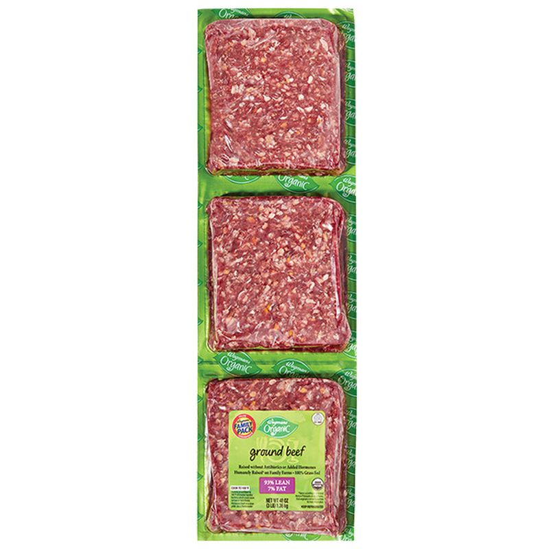 Wegmans Organic Grass Fed Ground Beef, 93 Lean/7 Fat, FAMILY PACK
