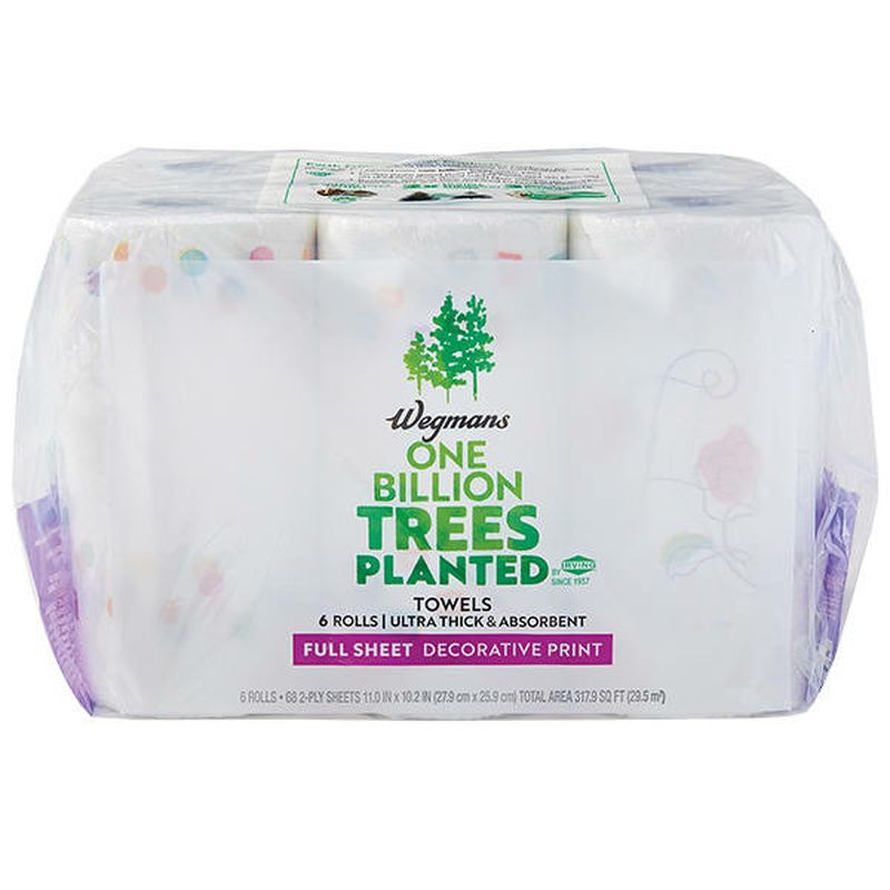Wegmans Paper Towels, Printed Full Sheet, 6 Rolls Wegmans