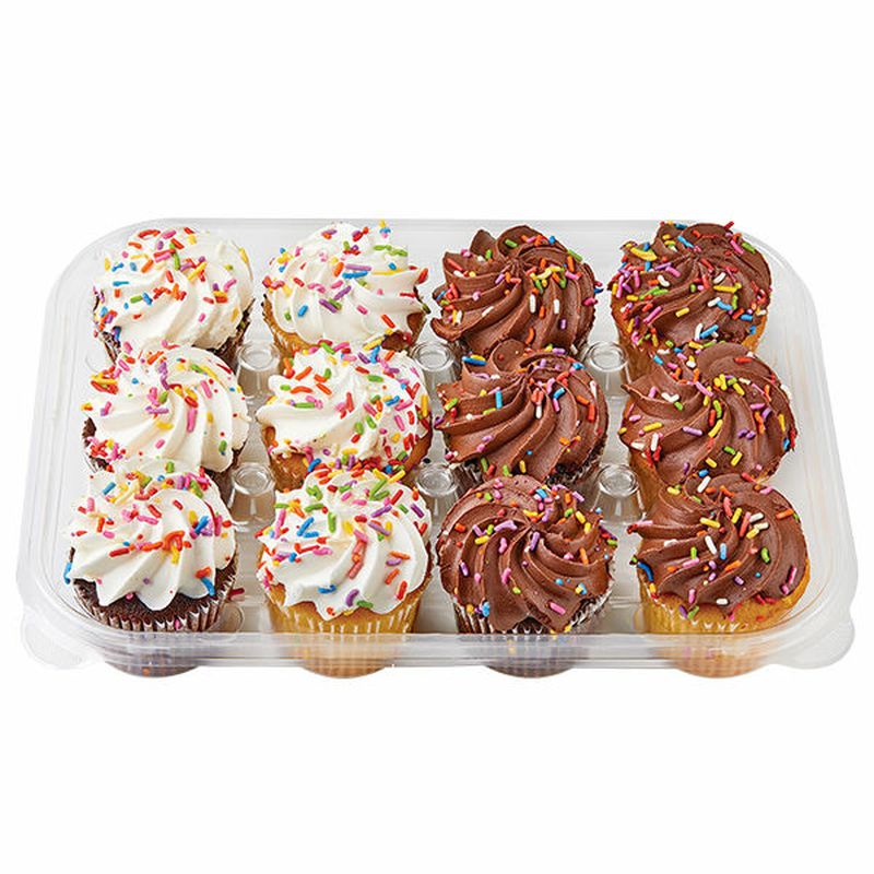 Wegmans Large Iced Assorted Cupcakes, 12 Count Wegmans
